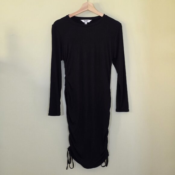 BB Dakota Steve Madden Dress Womens XL Black LS Bodycon Ruched Sides Party Goth - Picture 1 of 15